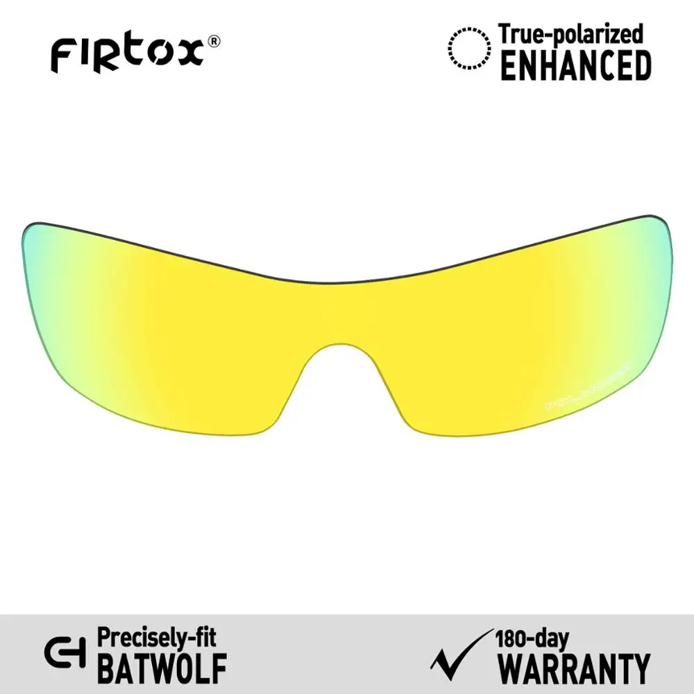 Firtox Anti-Seawater Polarized Lenses Replacement for-Oakley Batwolf OO9101 Sunglasses (Lens Only) - 24K Gold Mirror