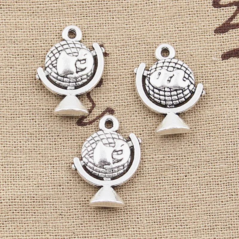 

15pcs Charms Earth Globe Planet 21x15mm Antique Silver Color Pendants DIY Crafts Making Findings Handmade Tibetan Jewelry