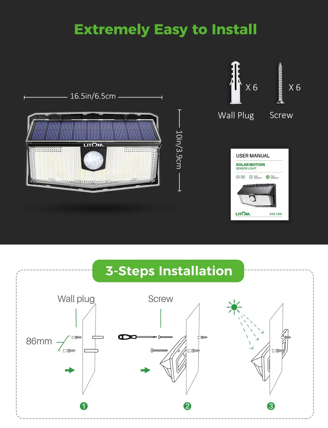 2 шт. водонепроницаемые солнечные светильники с датчиком движения 160