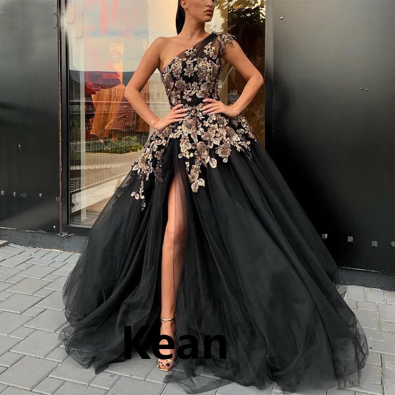 

Черное прозрачное вечернее платье с высоким разрезом, кружевное платье для особых случаев, платье для выпускного вечера, мусульманское Дуб...