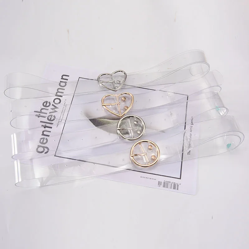 

Heart Belts Women Resin Cute Transparent Belt Jeans Dress Waist Strap Metal Pin Buckle Harajuku Round PVC Clear Belt