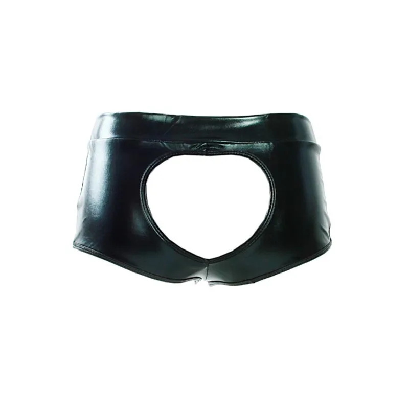 Сексуальные женские блестящие мокрые шорты с металлическим сердечком и вырезами