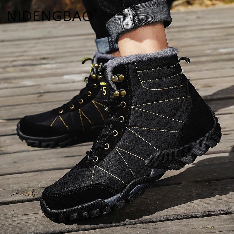 Brand New Men Sneakers Winter Warm Plush Women Ankle Boots Waterproof Unisex Outdoor Trekking Walking Hiking Sports Shoes