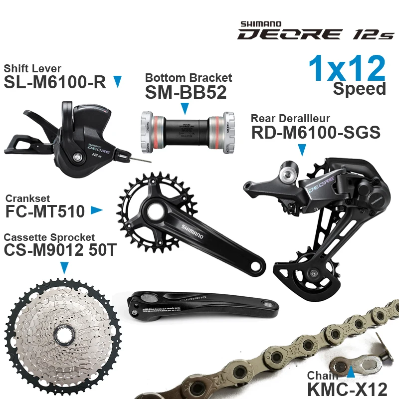 Переключатель передач SHIMANO DEORE M6100 12 Скоростей задняя цепь кривошипная система MT510