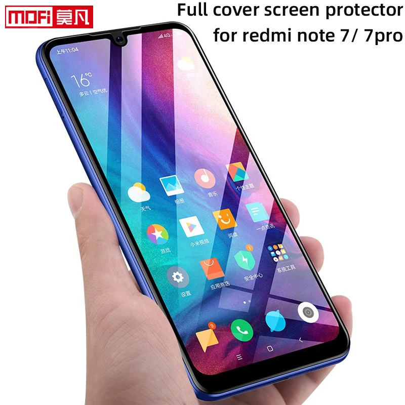 Защитная пленка для экрана Xiaomi redmi note 7 pro закаленное стекло полное покрытие 2.5D mofi