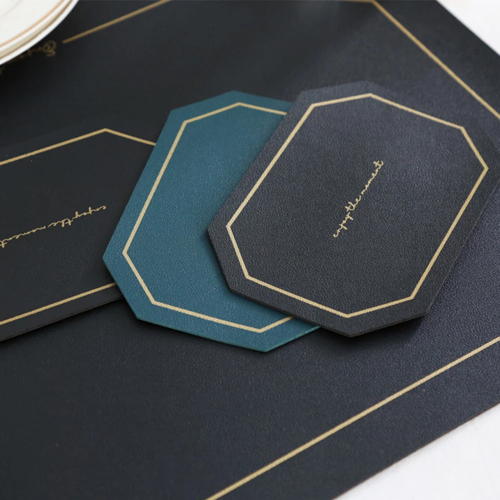 

2pcs Leather Placemats Washable Table Pad Mat Tablemats Stain-Resistant Dining Disc Cup Bowl Pad Coaster Non-slip Decoration