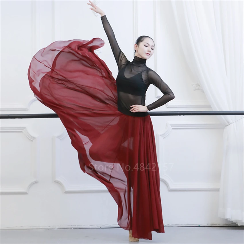 Элегантная женская юбка для танцев фламенко однотонная шифоновая Прозрачная