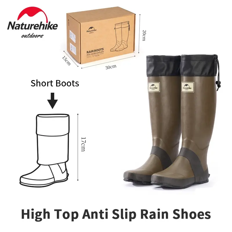 

Naturehike Outdoor Anti Slip High Tube Rainboots Ultralight Fishing Rubber Rain Boots Rainproof Water Shoes For Camping Hiking
