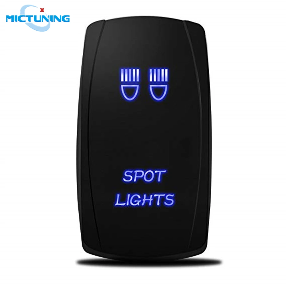 MICTUNING 5 Pin 20A 12V Auto SPST Toggle Switch for Audi On-Off Rocker Waterproof w/ Jumper Wire & Blue Laser Spot Lights | Автомобили