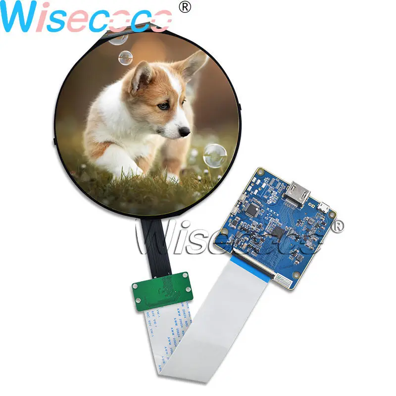 Круглый круглый ЖК экран Wisecoco 5 дюймов IPS 400nits 1080P дисплей 1080*1080 + плата