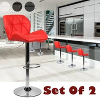 set of 2 bar stools pu leather chair counter top swivel adjustable pub kitchen dining