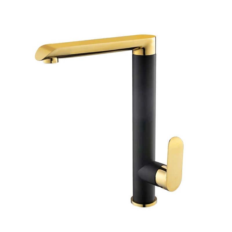 Golden and Black 3 цвета, смесители для раковины, латунные смесители, черный, золотой, обработанный кран для ванной комнаты, смеситель, кран с одной ручкой, краны горячей и холодной воды с трубами - Цвет: Golden and Black