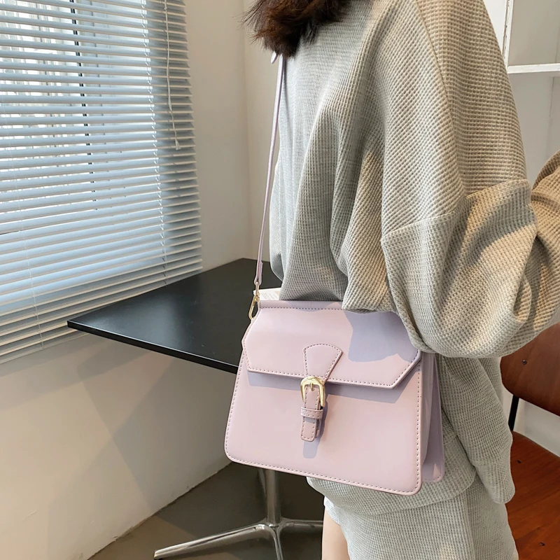 

Small Simple Solid Color Pu Leather Crossbody Bags For Women 2021 Summer Design Female Luxury Shoulder Handbags And Purses