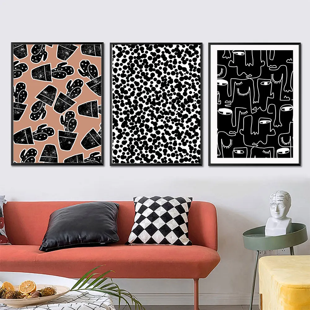 

Abstract line pattern Poster Black White Canvas Painting Norbic Art Print Minimalist Wall Picture For Living Room Decor