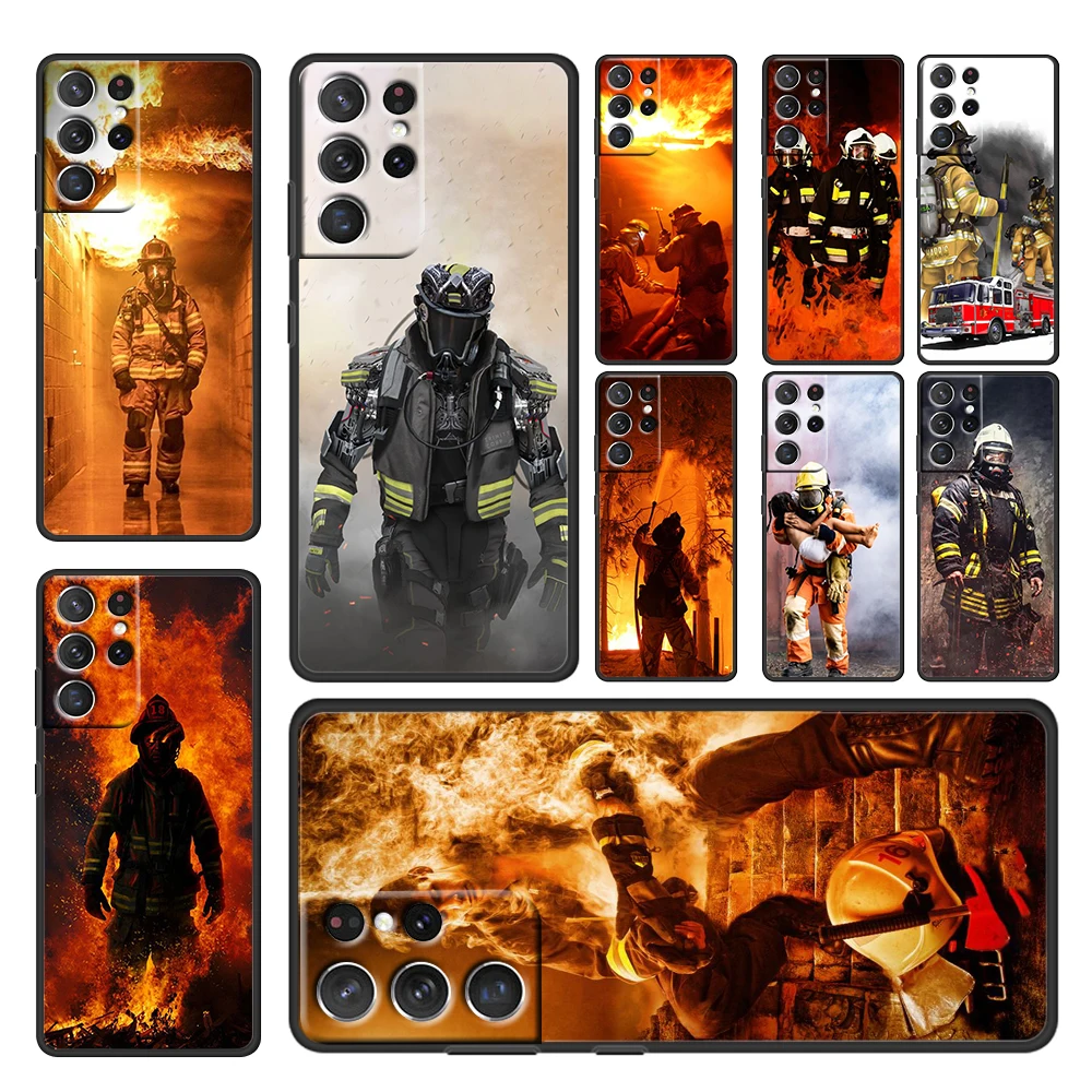

Firefighter Heroes Fireman For Samsung Galaxy S22 S21 S20 FE Ultra Plus S10 S9 S8 S7 S6 Edge 5G Black Soft Phone Case Cover