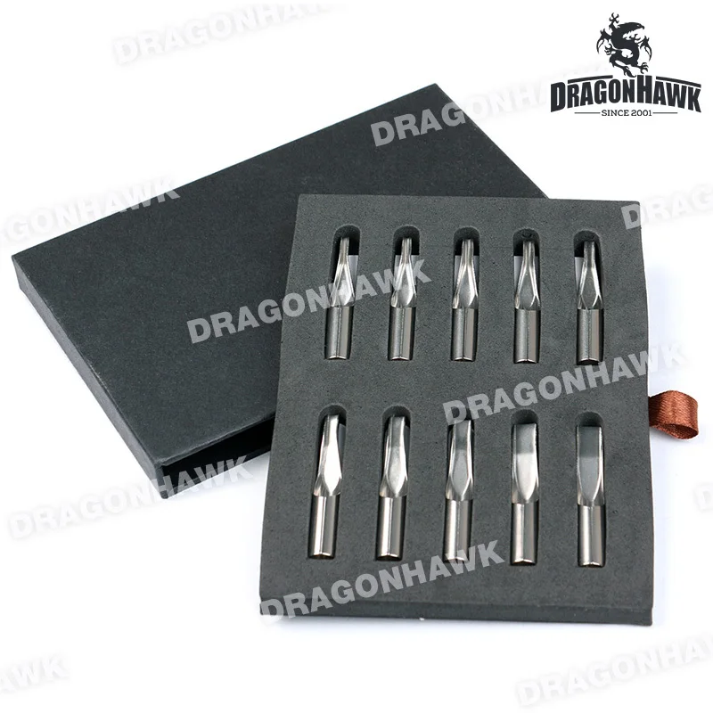 Newest 10 Pcs Different Sizes Lot Stainless Steel Tips Tattoo Nozzle Set Kit | Красота и здоровье