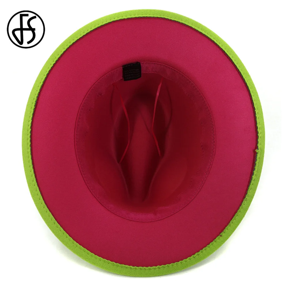 Женская/Мужская шерстяная шляпа FS винтажная широкая в стиле пэчворк с зеленым