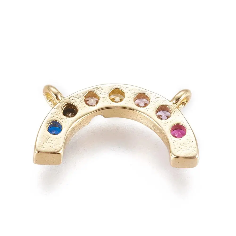 

10pcs Brass Micro Pave Cubic Zirconia Charms Rainbow Pendants for Bracelet Necklace Earrings Jewelry Making