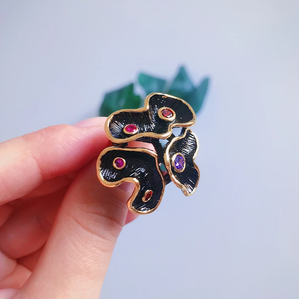 DC1989 Special New Colors Rings For Women Flower Engagement Ring Gold& Black Plated Environmental Friendly Material Lead Free