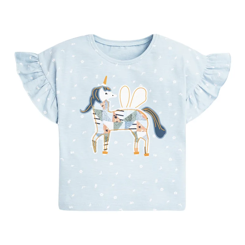 

Children Summer Baby Girl Boutique Clothes Unicorn Tee Tops Brand Dot Cotton Breathable Soft Cute T Shirt for Kids 2-7 Years