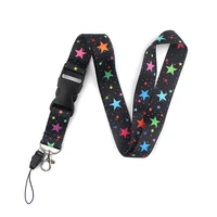 ransitute r852 night sky with colored stars lanyards id badge holder id card pass mobile phone straps badge key holder keychain