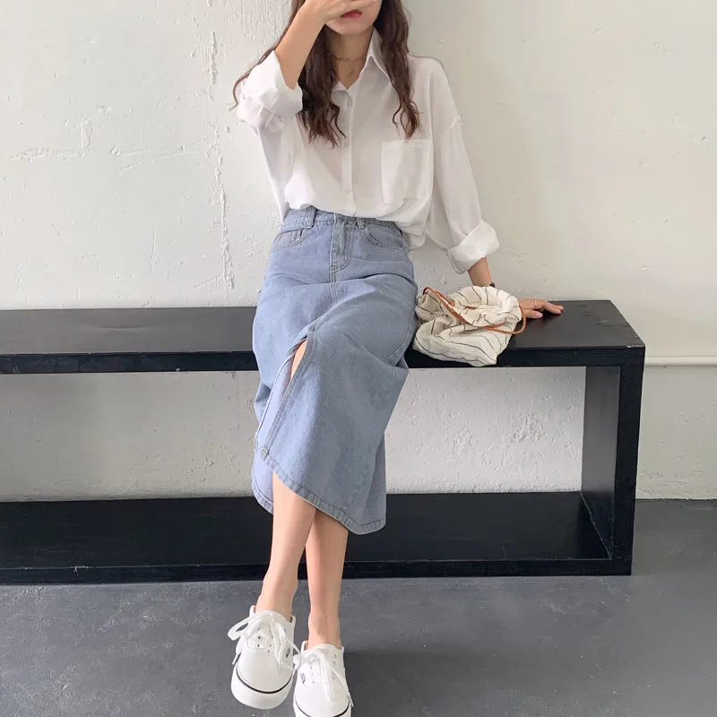 

2021 New Summer Female Shirts For Women Sunscreen Shirt Solid Pocket Casual Loose Blouse Full Sleeve Fashion Leisure Girl Tops