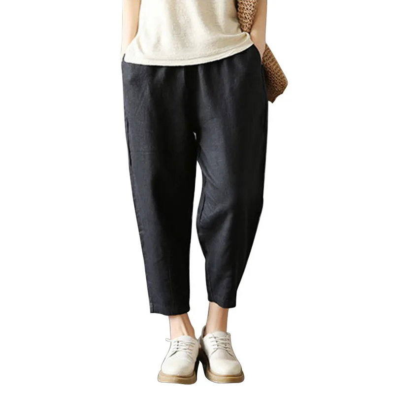 black-style 2 Laamei, Женские повседневные шаровары, свободные брюки, женские эластичные повседневные штаны с высокой талией, офисные штаны, женские штаны, тонкие летние - Цвет: black-style 2