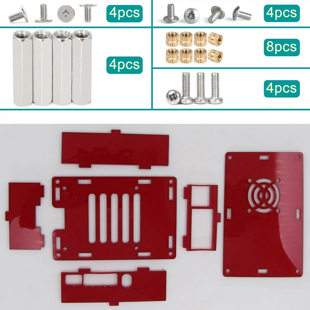Корпус C4: прозрачный красный Raspberry PI 4 корпус коробка PI4 Модель B 1 ГБ/2 ГБ/4 ГБ полиметилметакрилатные акриловые крышки корпуса КОРПУСА коробка Raspberry PI 4B