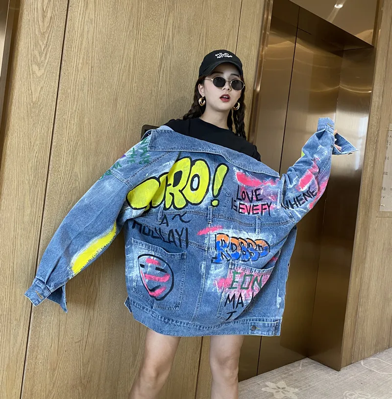 Куртка джинсовая свободного покроя для мужчин и женщин модная уличная одежда из