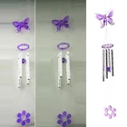 Фиолетовая бабочка, колокольчик с колокольчиком, украшение на удачу, двор, сад, подвесной Декор