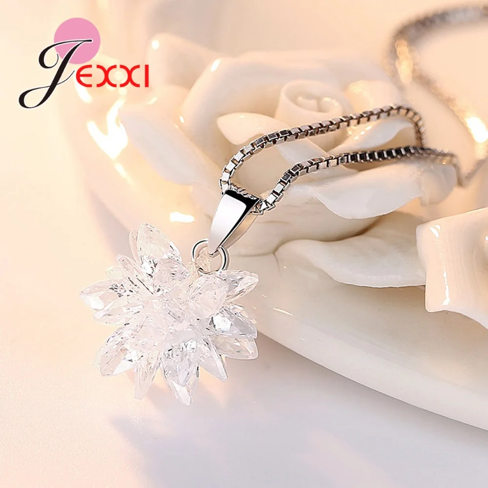 

Valuable Temperament Jewelry Sets Earring Set/Necklace Luxury Ice Flower Korean Fashion Female Ornaments Accessories for Girl