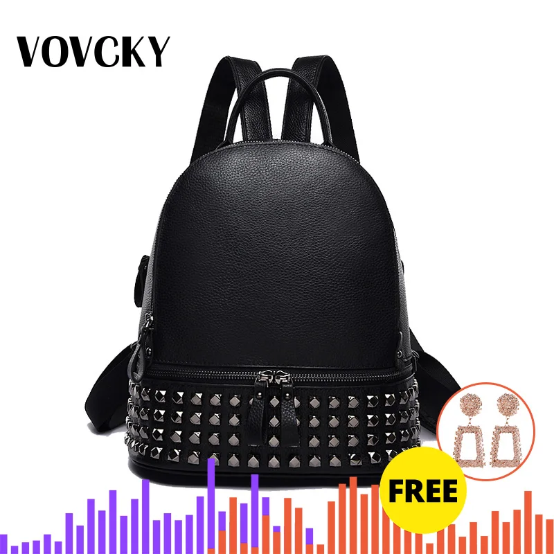 Дизайнерский брендовый роскошный женский рюкзак черный маленький с заклепками