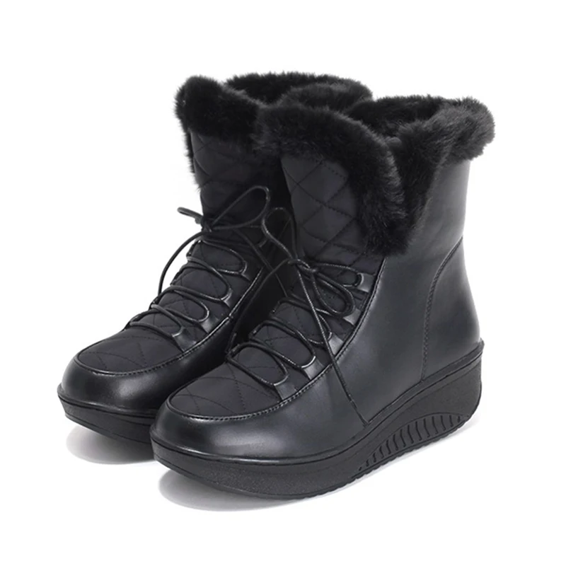 

Lucyever Thick Plush Warm Cotton Padded Boots Women Chunky Platform Waterproof Snow Boots Female Non-slip Faux Fur Winter Shoes