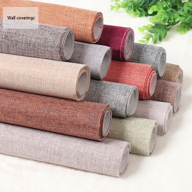 

1m² Wall Paper Fabric Linen Wall Covering Waterproof Self Adhesive Wall Stickers for Kitchen Bedroom Living Room Decoration