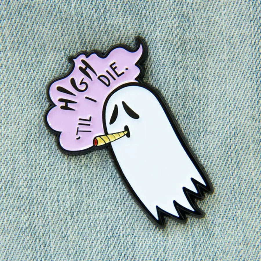 Эмалированная брошь в форме призрака курительного горшка | Украшения и