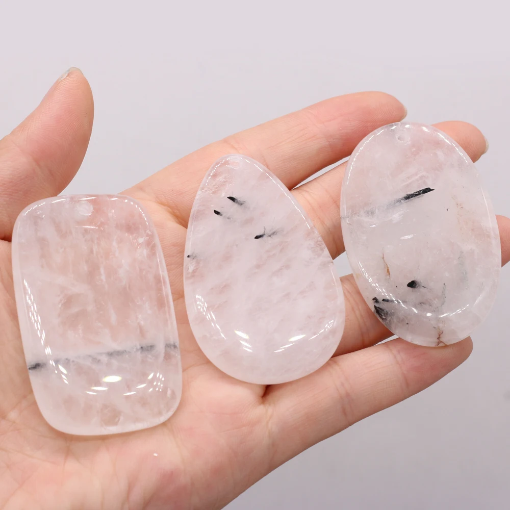 

Clear Quartz Pendants Natural Stone Rectangle Water Drop Hole Loose Beads For Jewelry Making DIY Bracelet Handmade Necklaces