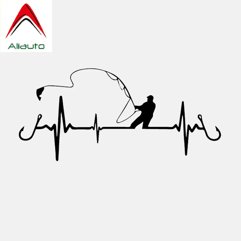 Виниловая наклейка на рыбалку в виде сердца 16 х7 см|Наклейки автомобиль| |