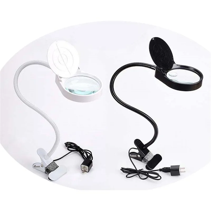 Светодиодная лупа лампа зажим Настольная инспекционная Лупа с гибкой гусиной