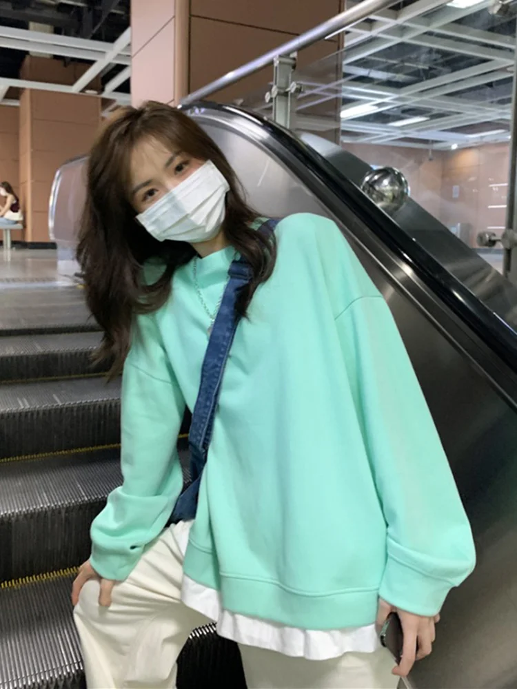 Женский свободный свитер из двух предметов осенне-весенний Тонкий Топ с длинным