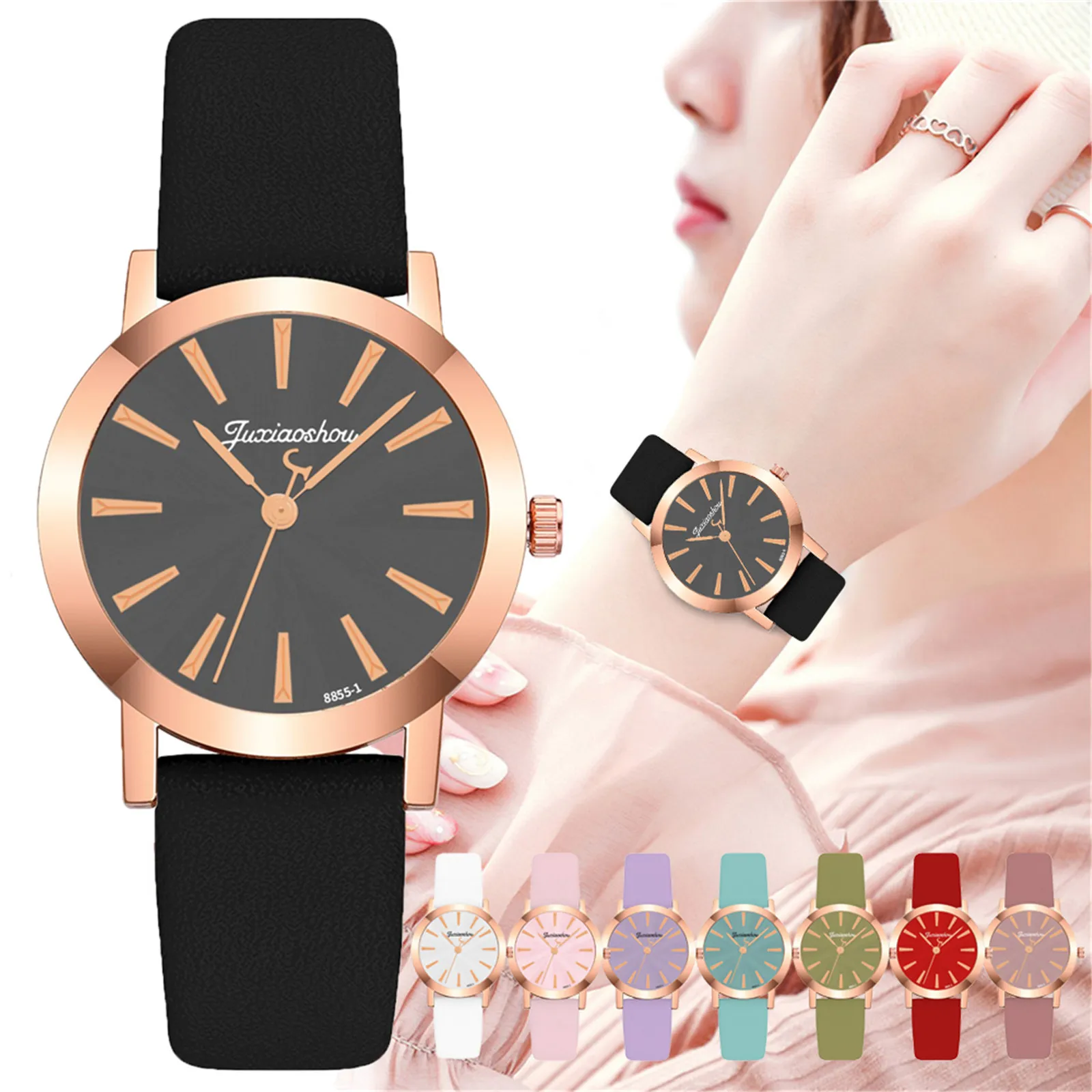 

rose gold dial watch Ladies Clocks Watches women Fashion Leather band strap Casual Simplicity Wristwatches женские часы недорого