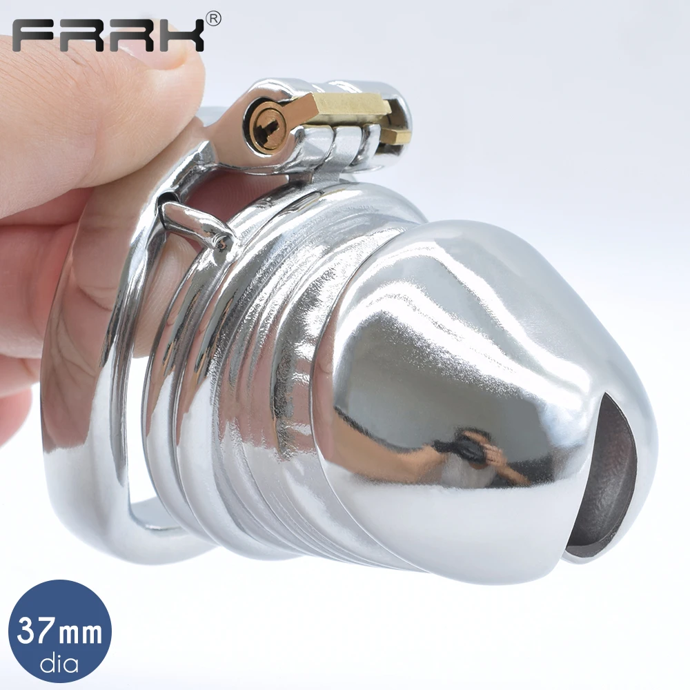 

FRRK CB Chastity Cage 37mm Big Metal Male Bondage Belt Devices Penis Rings Cock Lock Sex Toys for Comfortable Long Time to Wear