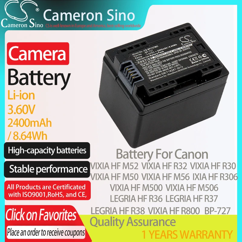 Аккумулятор CameronSino для Canon фотокамера VIXIA HF M52 M50 M500 R32 IXIA R306 подходит аккумулятора