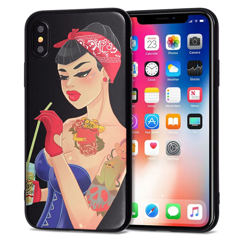 12 Чехол для iPhone 11 Pro, чехол для iPhone 5, 5S, 6, 6 S, 7, 8 Plus, X, XS, Max, тату, принцесса, чехол для iPhone 7, чехол из мягкого ТПУ для iPhone XR, чехол - Цвет: 12