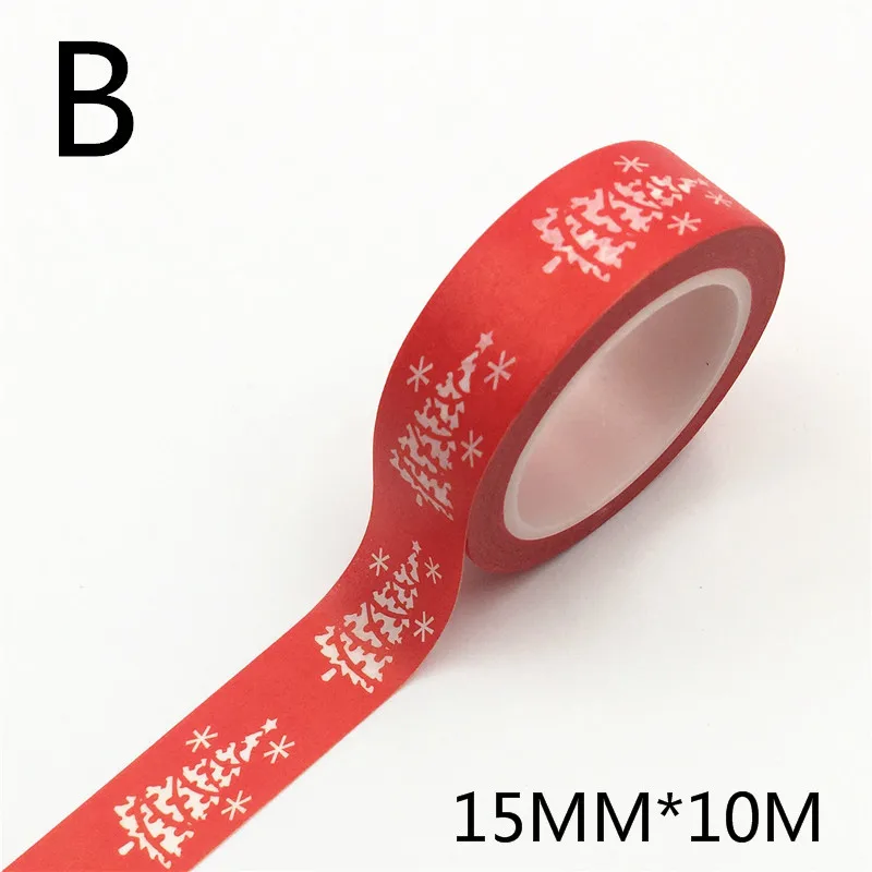 1 шт. рождественские ленты Васи Снежинка Олень полосы Kawaii маскирующие наклейки с лентами канцелярские принадлежности для скрапбукинга, школьные принадлежности - Цвет: B