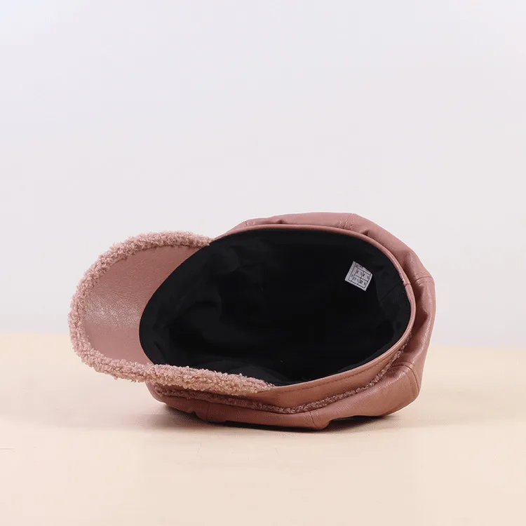 Женская шапка из овечьей шерсти зимняя плотная теплая восьмиугольная кепка