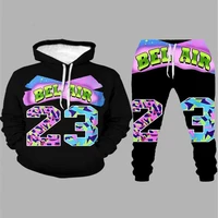 spring and autumn couple sports suit 3d digital printing hooded casual sweatshirt sweatpants fashion pullover hooded sweater set