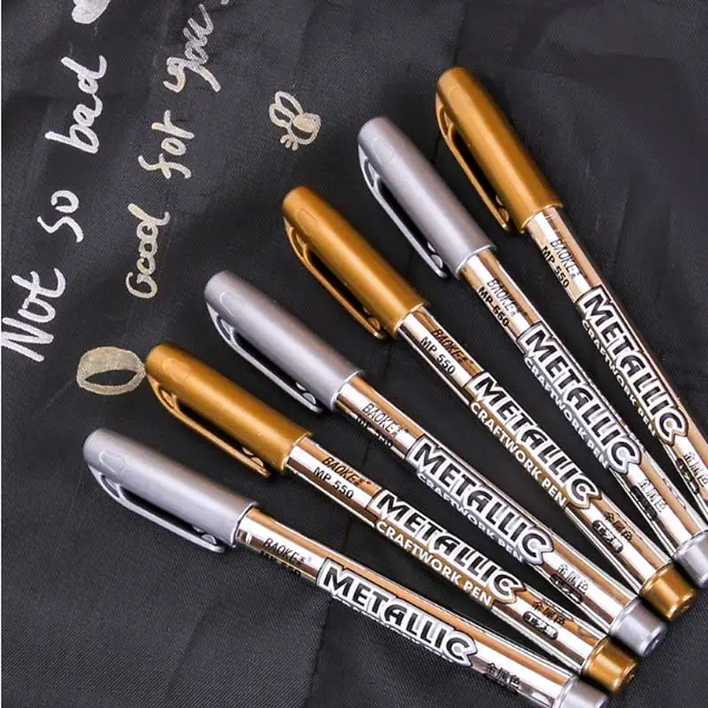 Acrylic Gold Silver Paint Marker Water-base Marker Pen for Stone Ceramics Glass Fabric Leather Painting Doodling DIY Arts&crafts