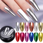 Зеркальный блестящий порошок для ногтей, цветной Золотой Серебряный Гель-лак для ногтей, металлик, хромированный пигмент, ослепительный пудра для ногтей, 1 коробка