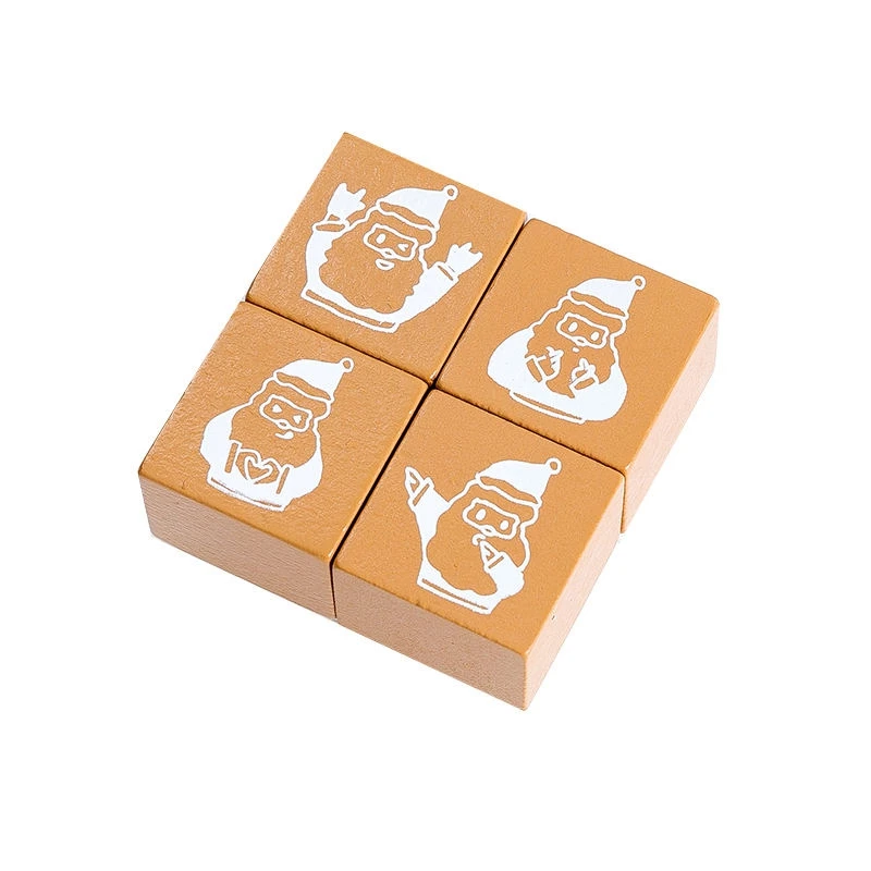 

Merry Christmas stamps wood material scrapbooking X-mas gingerbread man candy tree snowflake gift box design X'mas stamp