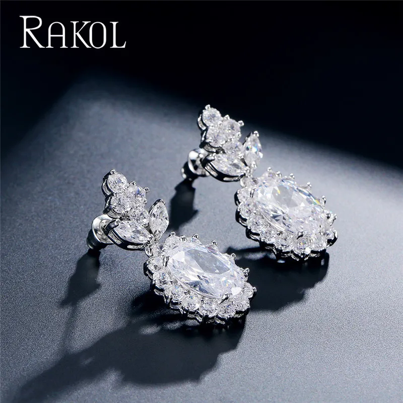 RAKOL романтический модный белый комплект ювелирных изделий цветок дизайн капли